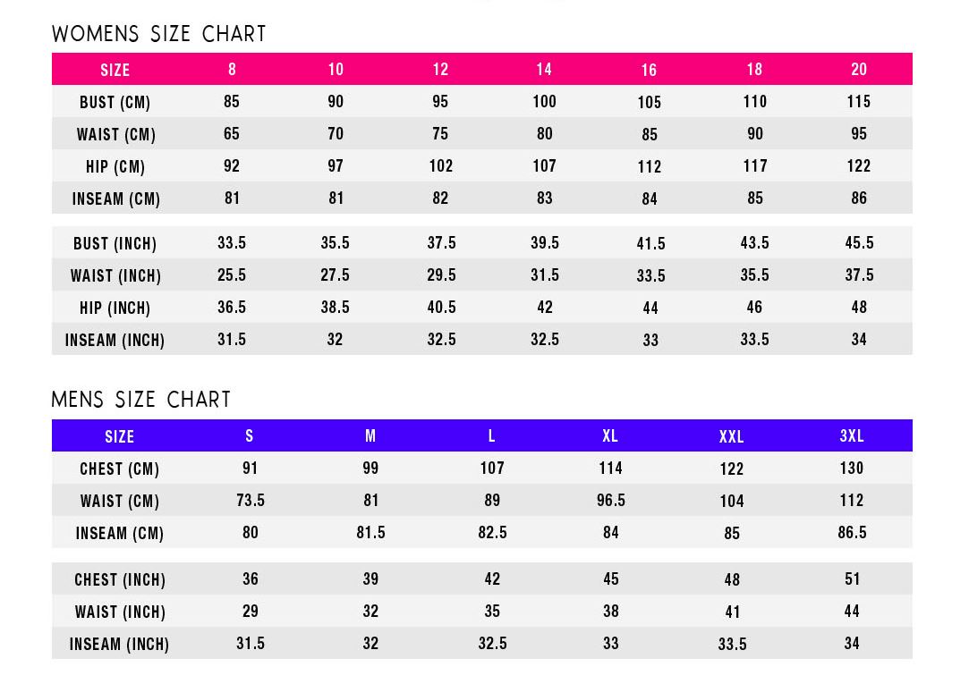 Russell Shorts Size Chart